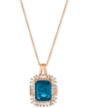 image of Le Vian Deep Sea Blue Topaz (3-1/3 ct. t.w.) & Diamond (1/3 ct. t.w.) Pendant Necklace in 14k Rose Gold