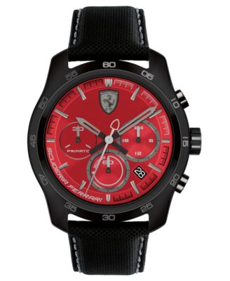 Ferrari - Men's Chronograph Primato 70th Anniversary Black Nylon Canvas Strap Watch 44mm