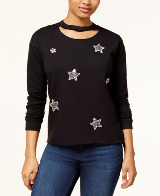 Almost Famous - Juniors' Choker-Neck Star Graphic Sweatshirt