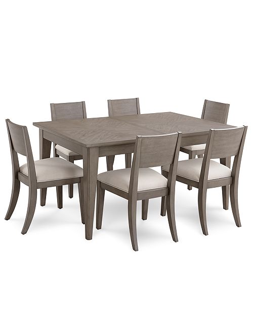 Tribeca Grey Expandable Dining Furniture 7 Pc Set Dining Table 6 Side Chairs Created For Macy S