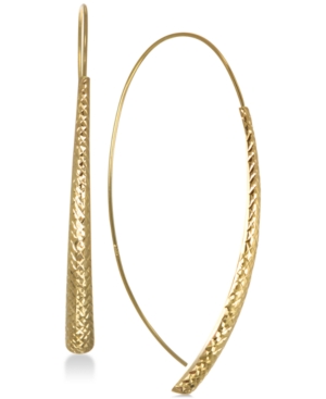 image of Textured Crossover Drop Earrings in 10k Gold