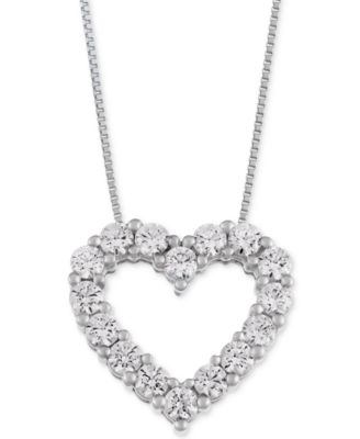Macy's Star Signature Diamond - Certified ™ Heart Pendant Necklace (1 ct. t.w.) in 14k Gold or White Gold