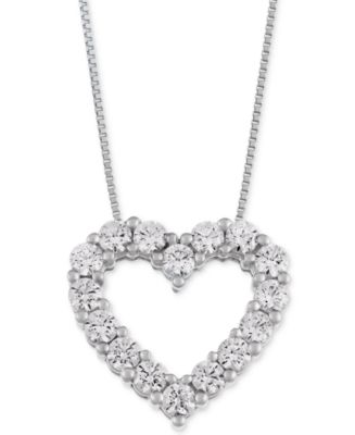 Macy's Star Signature Diamond Heart Pendant Necklace (1 ct. t.w.) in ...