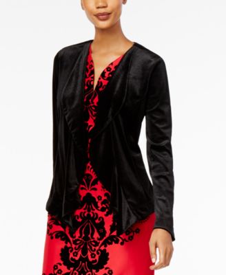 NY Collection - Velvet Open-Front Blazer