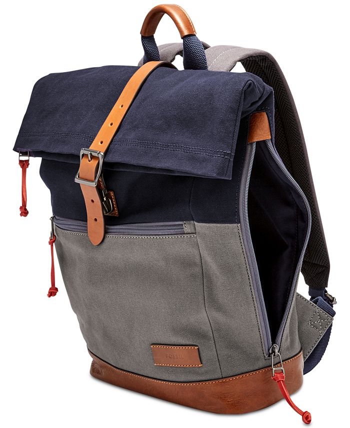Fossil Men's Defender Colorblocked Roll-Top Backpack - Macy's