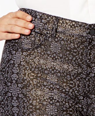 Charter Club Plus Size Metallic-Print Skinny Jeans, Created for Macy's