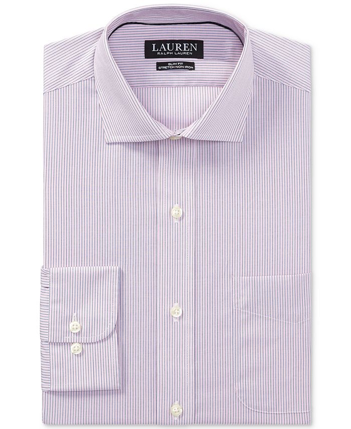 Lauren Ralph Lauren Men's Slim-Fit Stretch Non-Iron Rogue/White Stripe ...