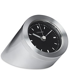 Workplace Silver-Tone Metal Cylindrical Clock 