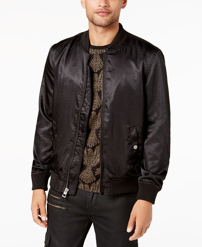 GUESS Men's Satin Zip-Front Jacket - Macy's