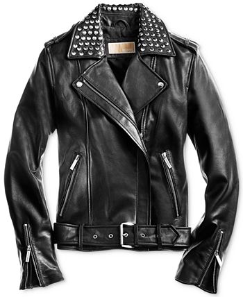 Michael kors studded leather moto jacket store