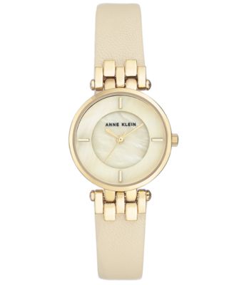 Anne Klein - Women's Ivory Leather Strap Watch 28mm