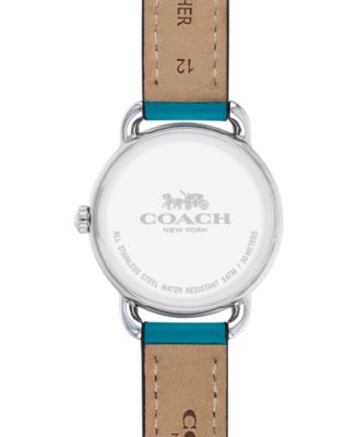 COACH Women's Turquoise Blue Leather Strap Watch 28mm 