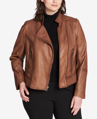 DKNY - Plus Size Asymmetrical Leather Jacket