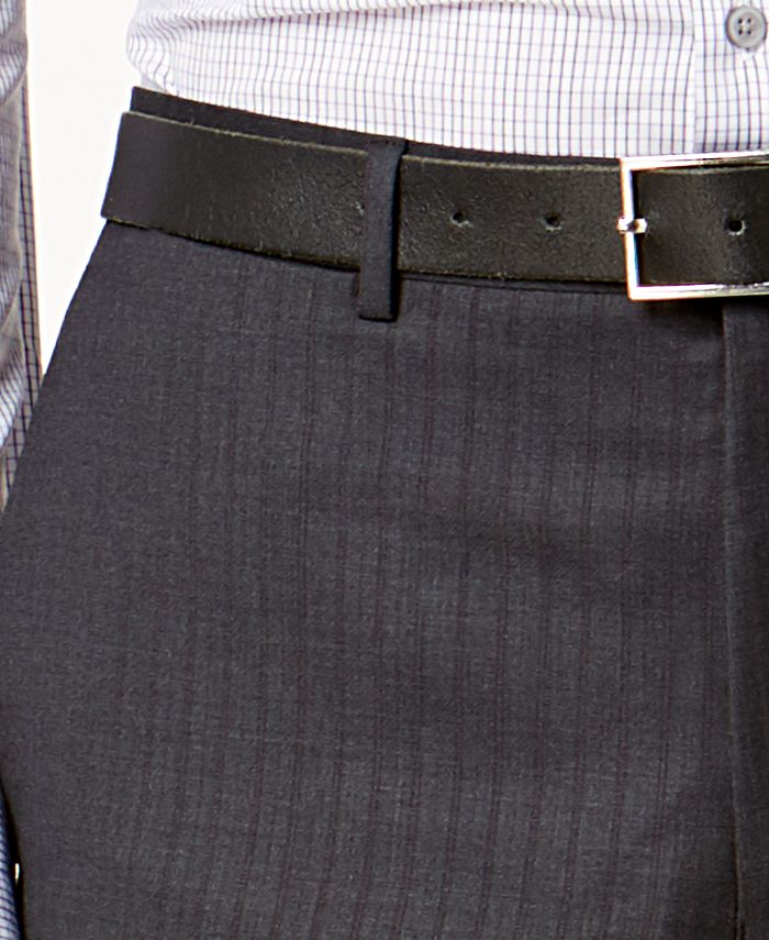 DKNY Men's Slim-Fit Charcoal & Burgundy Pinstripe Suit - Macy's