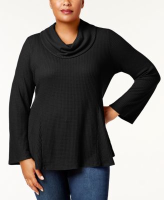 Style & Co - Plus Size Cowl-Neck Bell-Sleeve Top