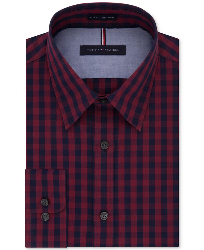 Tommy Hilfiger Men's Slim-Fit Non-Iron Broadcloth Check Dress Shirt ...