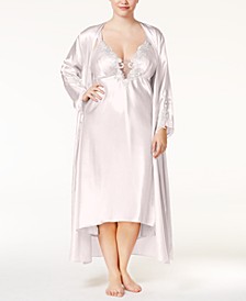 Plus Size Satin Stella Gown and Robe Separates