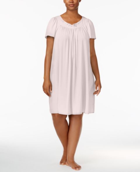 Женское платье Miss Elaine Plus Size Tricot Flutter Sleeve Short Gown, цвет: Розовый