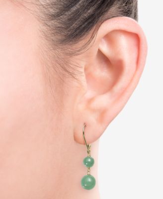 Dyed Jade  (6 & 8mm) Beaded Drop Earrings in 14k Gold