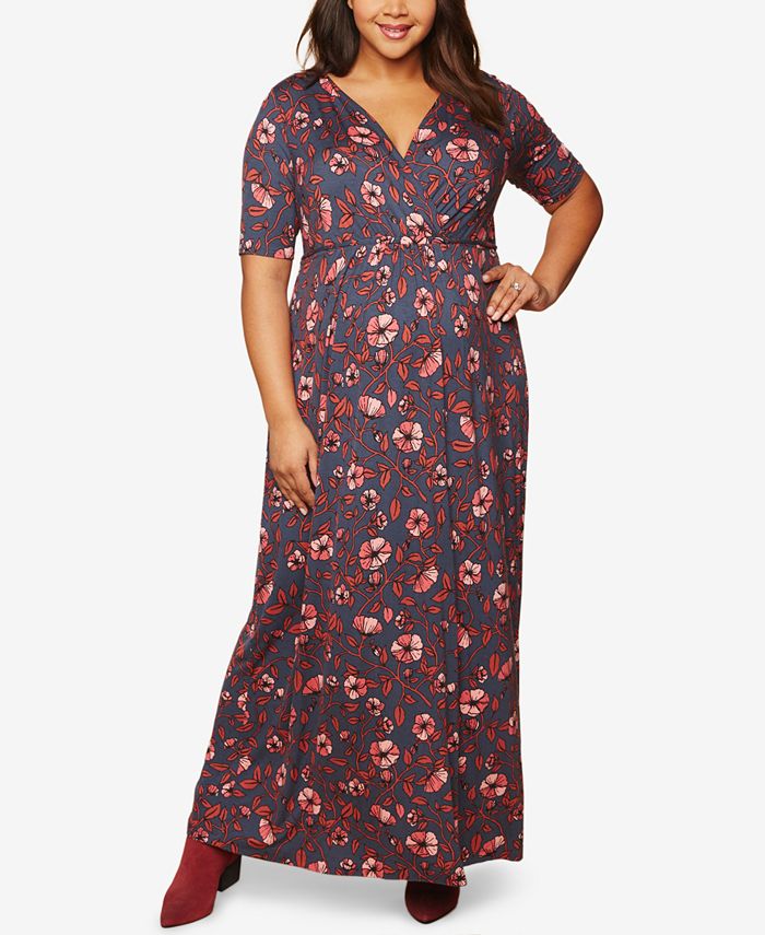 Motherhood Maternity Plus Size Printed Maxi Dress - Macy's