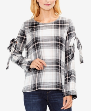 UPC 039374219459 product image for Vince Camuto Plaid Tie-Sleeve Top | upcitemdb.com