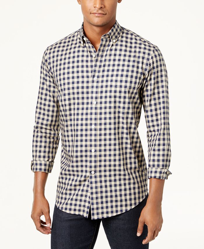 Club Room Men's Garment-Dyed Gingham Shirt, Created for Macy's - Macy's