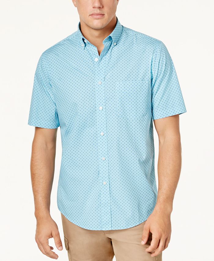 Club Room Men's Garment-Dyed Tile-Print Shirt, Created for Macy's - Macy's