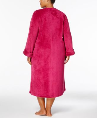 Miss Elaine Plus Size Embroidered Fleece Robe
