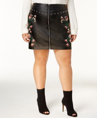 Say What? - Trendy Plus Size Faux-Leather Skirt