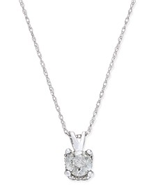 Diamond Solitaire Pendant Necklace (1/2 ct. t.w.) in 14k White Gold