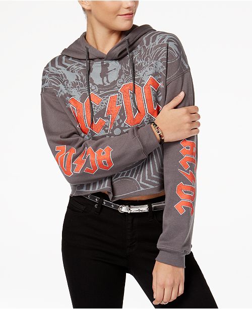 Freeze 24 7 Juniors Ac Dc Cropped Hoodie Reviews Tops Juniors Macy S