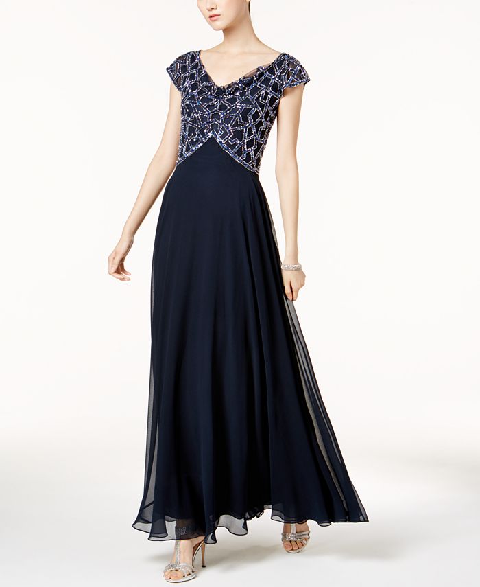 J Kara Embellished Scoop-Neck Gown & Reviews - Dresses - Women - Macy's