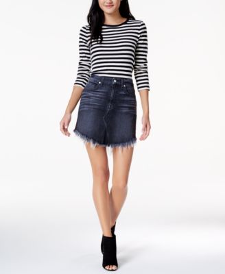7 For All Mankind - Juniors' Frayed Denim Skirt