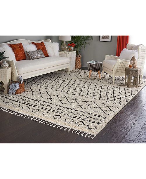 Macy's Fine Rug Gallery Rocco Shag ROC02 Cream 7' 10" x 10' 6" Area Rug