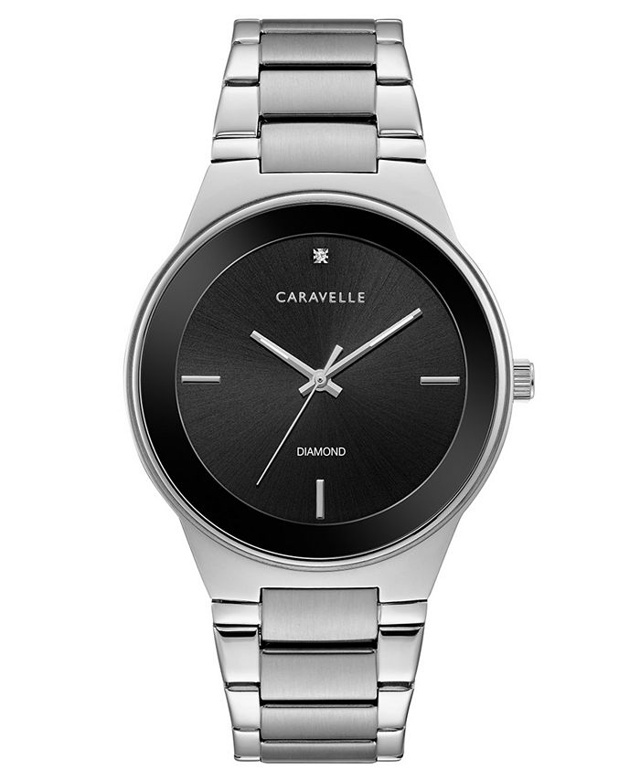Caravelle Men's Diamond-Accent Stainless Steel Bracelet Watch 40mm - Macy's