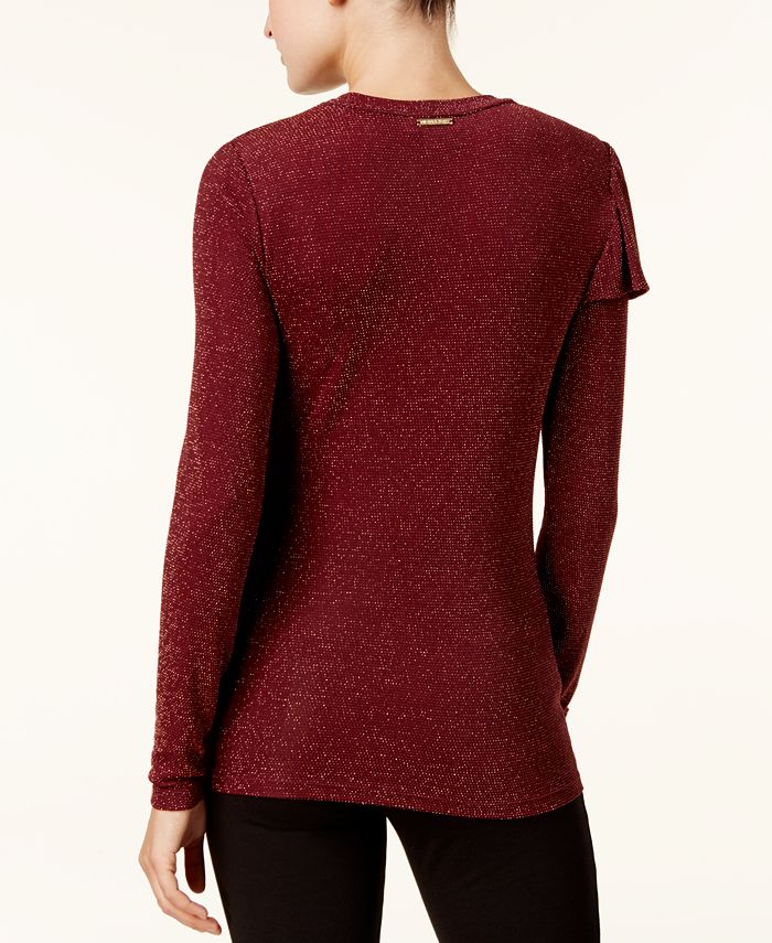 Michael Kors Ruffled Metallic Top - Macy's