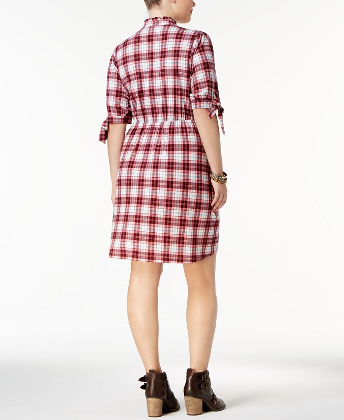 Monteau Trendy Plus Size Plaid Shirtdress - Macy's