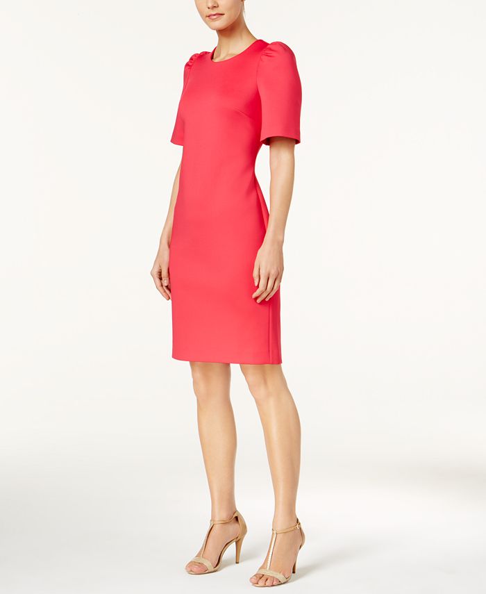 Calvin Klein Puffed-Shoulder Sheath Dress - Macy's