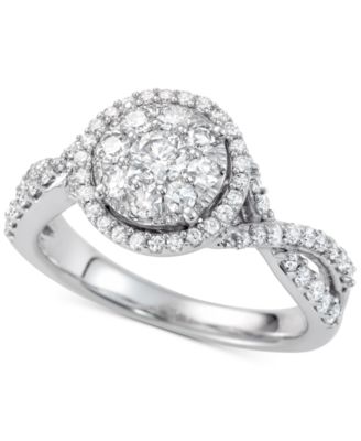 Macy's - Diamond Cluster Halo Engagement Ring (1 ct. t.w.) in 14k White Gold