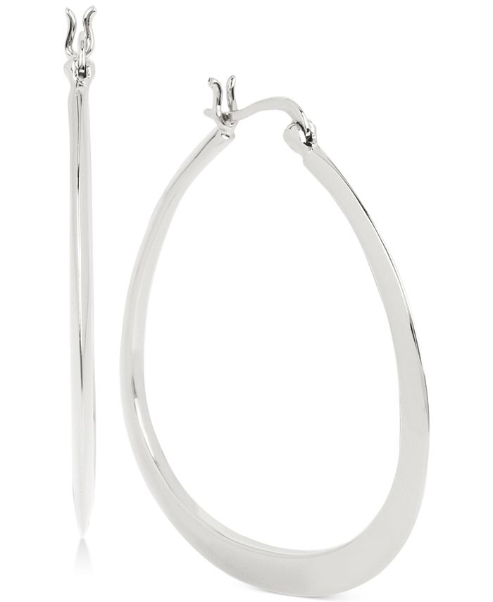 Touch of Silver Thin Oval Hoop Earrings in Silver-Plate & Reviews ...