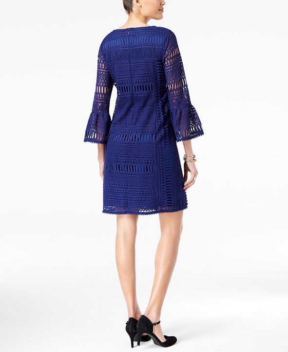 Alfani Petite Crochet BellSleeve Shift Dress, Created for Macy's