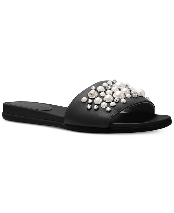 Michael Kors Gia Pearl-Studded Flat Slide Sandals & Reviews - Sandals -  Shoes - Macy's