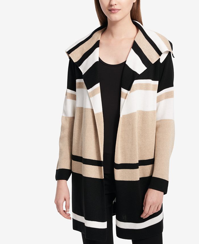 Calvin Klein Colorblocked Shawl-Collar Sweater & Reviews - Sweaters - Women  - Macy's