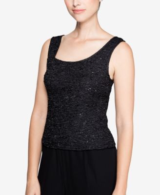 Alex Evenings Sequined Textured Jacket & Shell