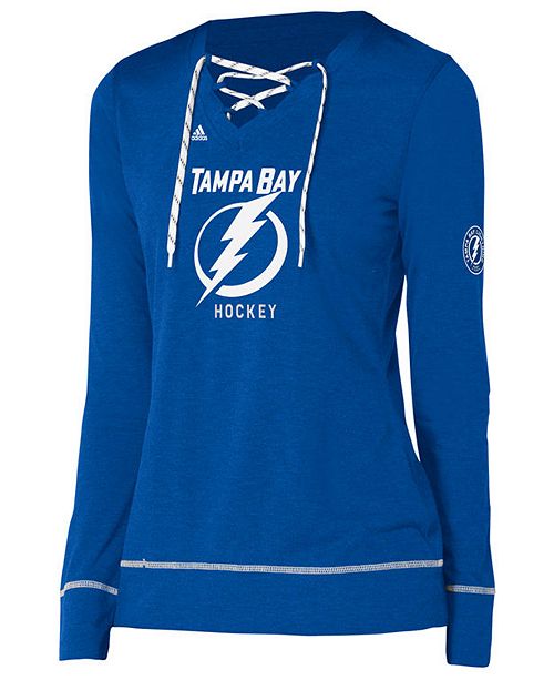Adidas Women S Tampa Bay Lightning Hockey Stitch Long Sleeve Shirt