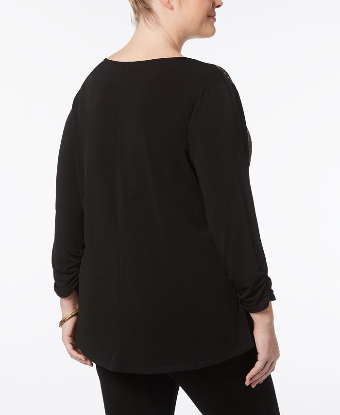 NY Collection Plus Size Embellished Top - Macy's