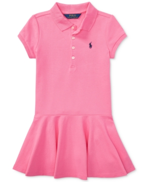 Shop Polo Ralph Lauren Toddler And Little Girls Cotton Mesh Stretch Shortsleeve Polo Dress In Pink