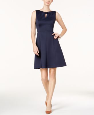 Ellen Tracy Scuba Keyhole Fit Flare Dress Macy's