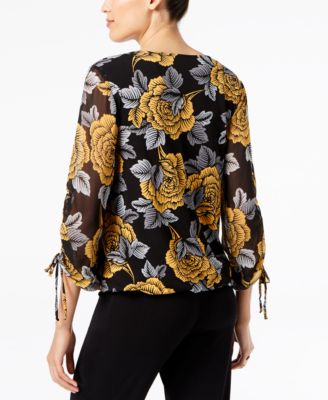 Alfani Petite Printed Bubble-Hem Top, Created for Macy's