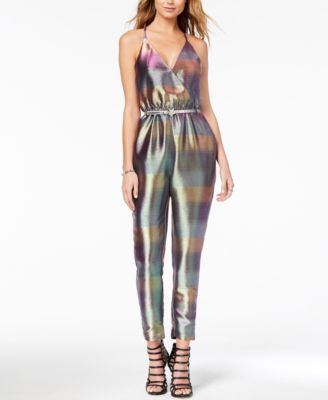 XOXO Juniors Metallic Belted Jumpsuit Macy s